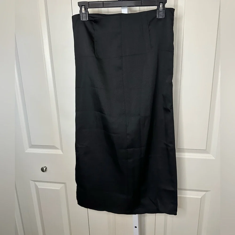 Black‎ Ruched Bodycon Midi Skirt Party Cocktail Sleek Elegant